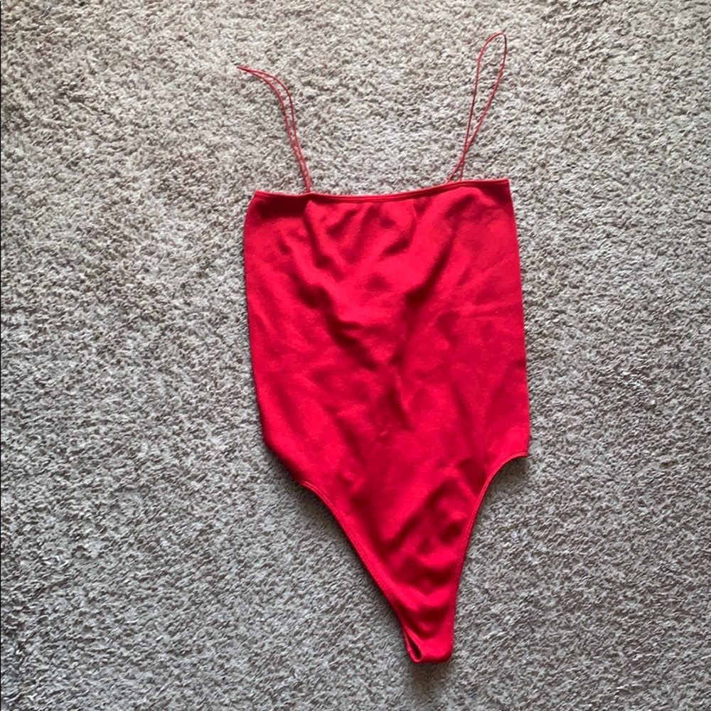 Red Straight neck bodysuit
